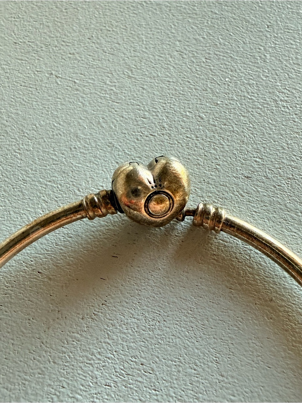 Pandora Silver Heart Clasp Bangle Bracelet